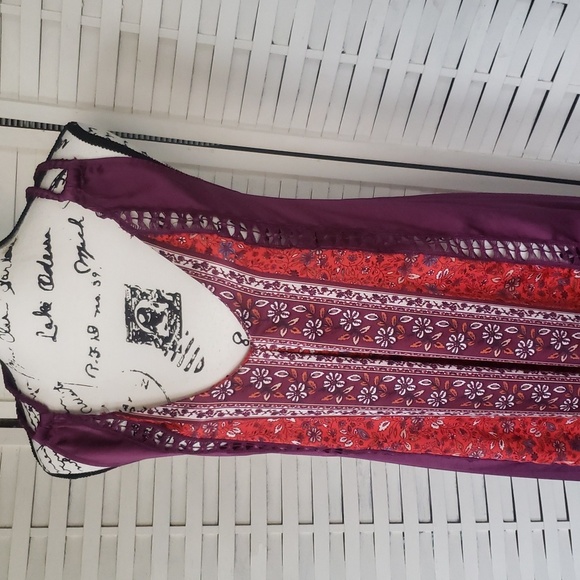 Free People Intimately Backless Red and Purple Maxi Dress Size M New - Picture 4 of 8
